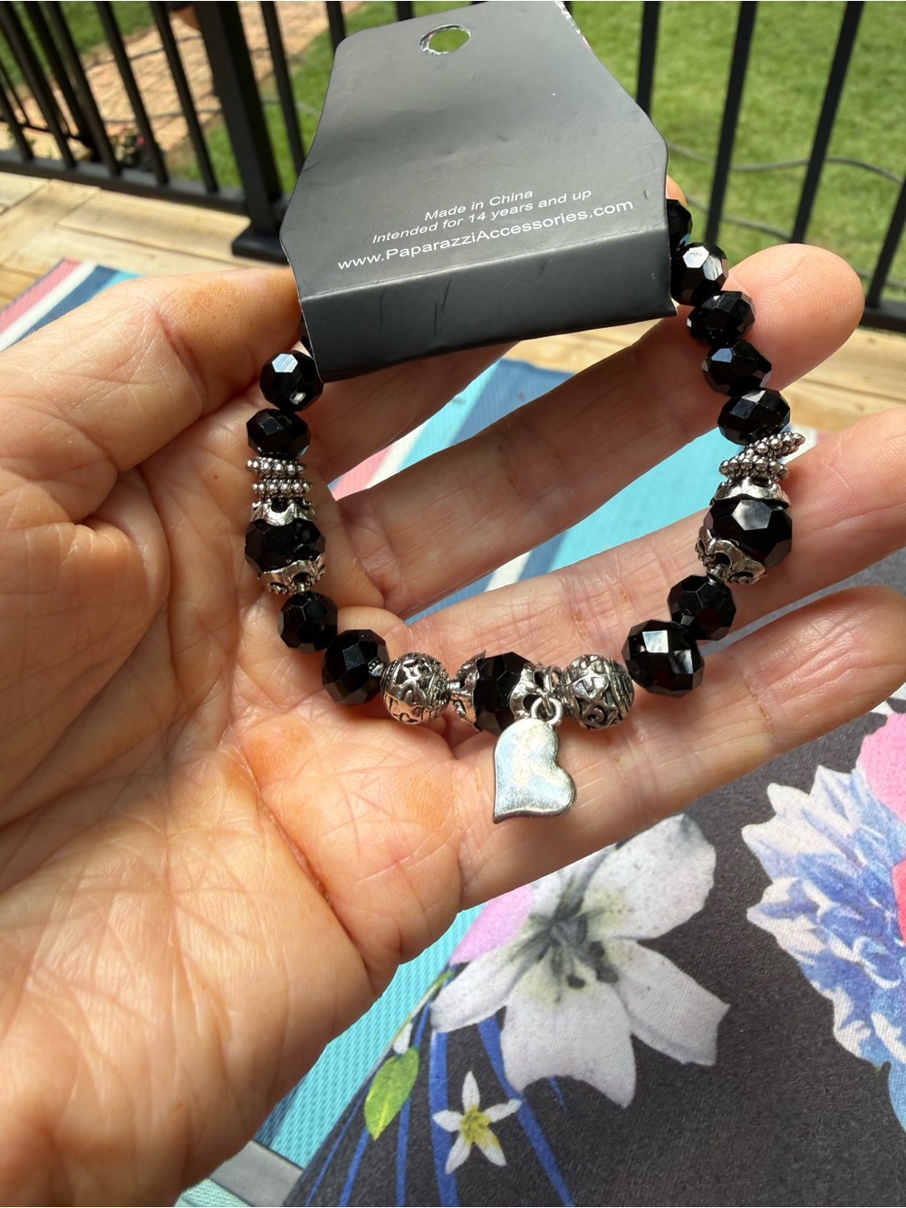 paparazzi Black Faceted Beaded Bracelet with Silver-Tone Accent Beads